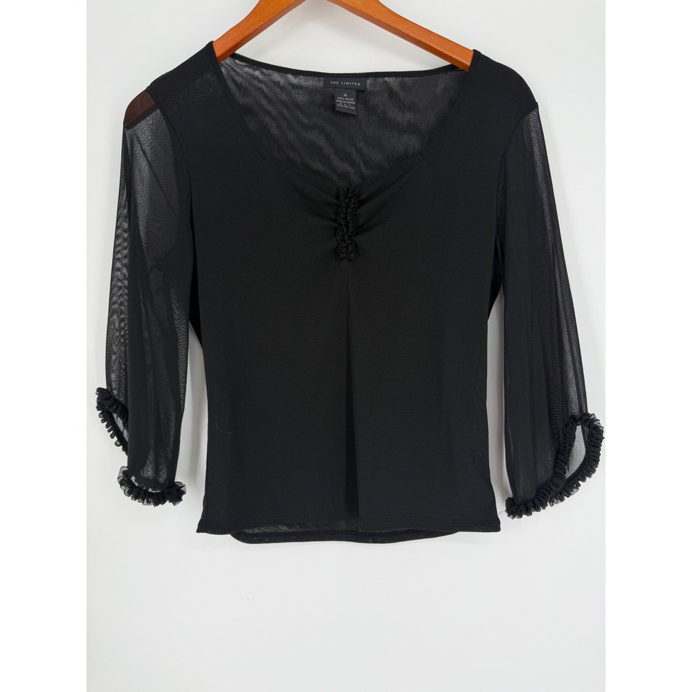 The Limited Womens Top Medium Y2K Coquette Romantic Soft Goth‎ Date Night Sheer